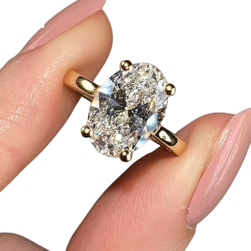 2.10Ct IGI F VS1 OVAL CUT LAB GROWN DIAMOND ENGAGEMENT RING IN 14K YELLOW GOLD