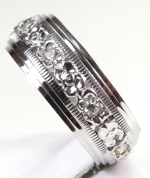 Antique Art Deco 1920's Diamond Wedding 14KW Eternity Band Ring