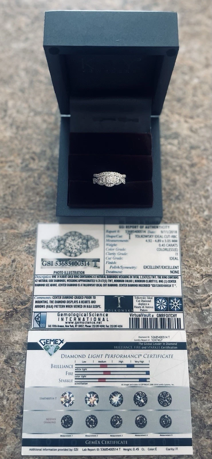 Rare Tolkowsky Diamond Engagement Ring & Wedding Band Bridal 14k White Gold