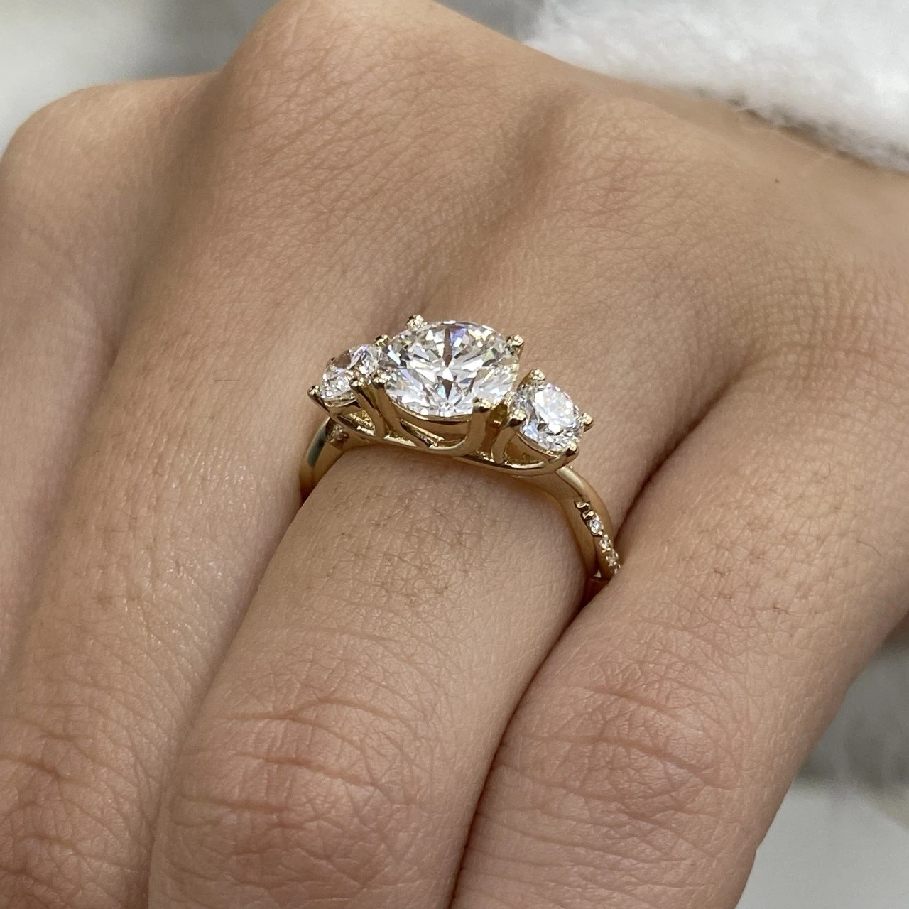 Diamond Braided Ring F VS1 IGI Certified Round 2.2 Ct Labcreated 14K Gold 3Stone