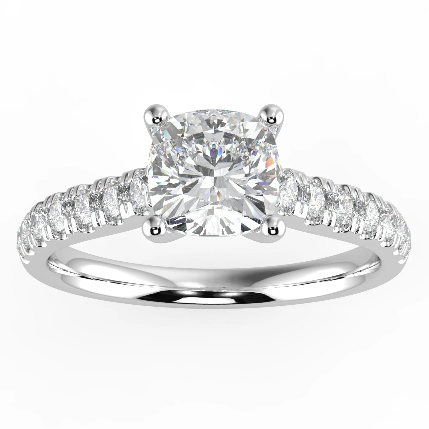 3.00 Ct IGI Cushion Cut Lab Grown Diamond Engagement Ring 14k White Gold