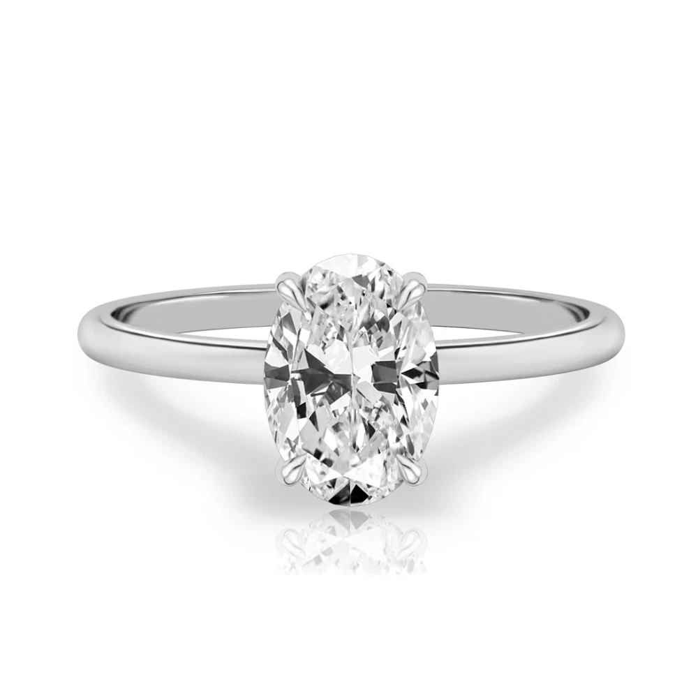 1.50 Ct Oval Cut Lab Grown Diamond Engagement Ring 18K White Gold IGI E F VS