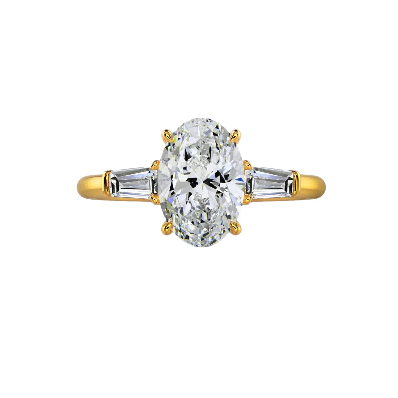 IGI 4.00 Ct Oval Cut Lab Grown Diamond Engagement Ring 14K Yellow Gold
