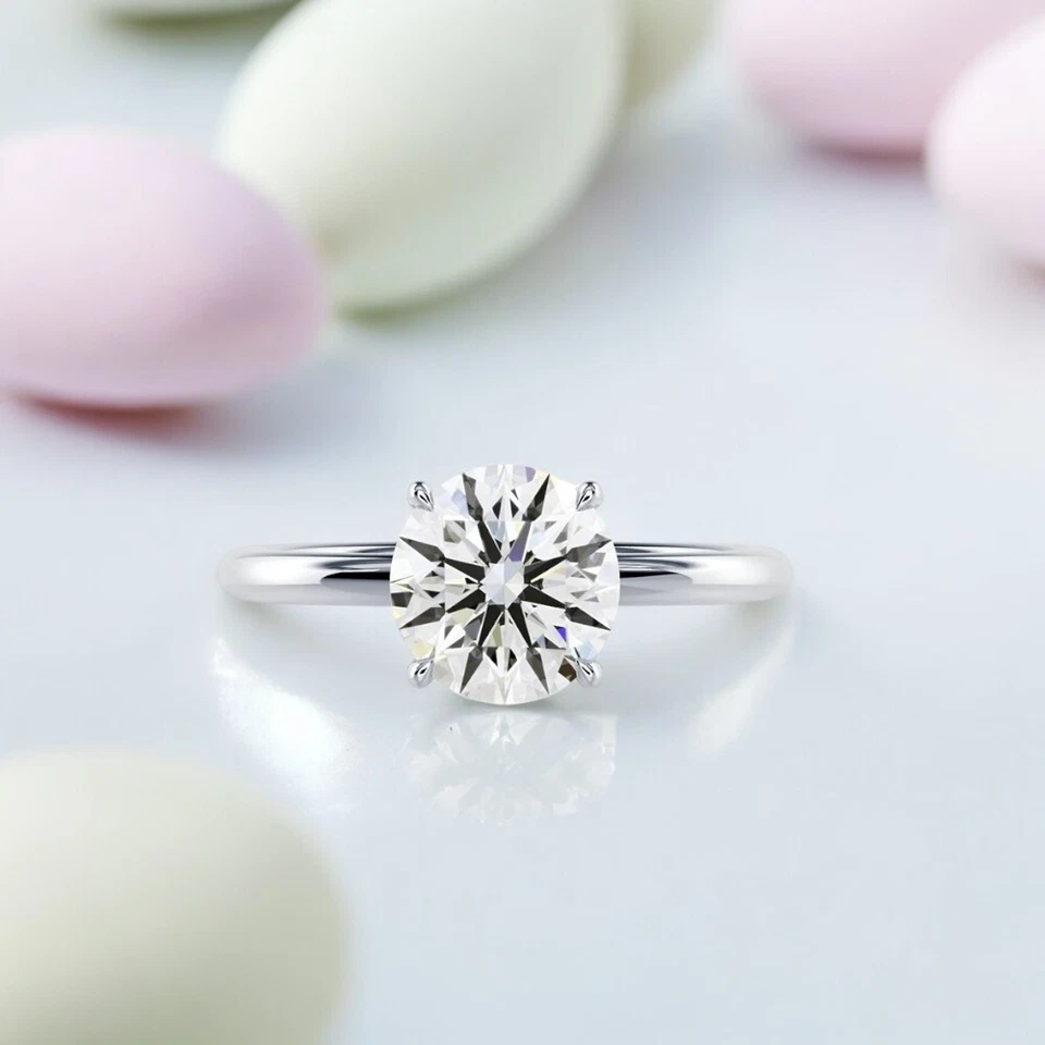 14k White Gold Round Cut Engagement Ring IGI 3.50 Ct Lab Grown Diamond