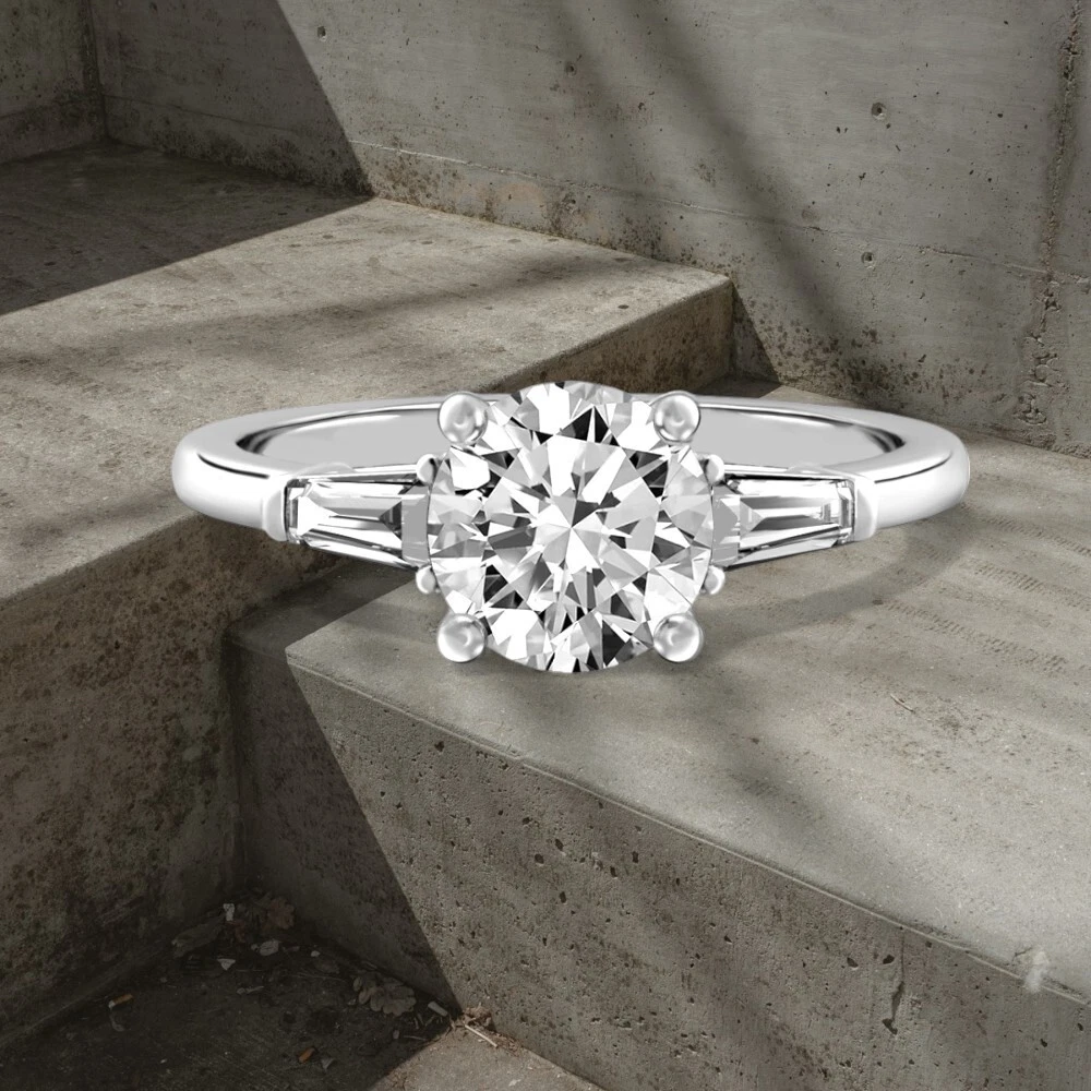 14k White Gold Wedding Ring 1.40 Ct Round Cut Diamond IGI Lab Grown E F VS