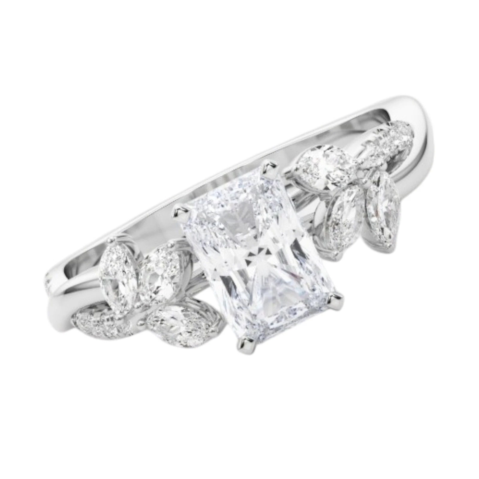 2.50 Ct Emerald Cut IGI Lab Grown Diamond Wedding Ring in 14K White Gold